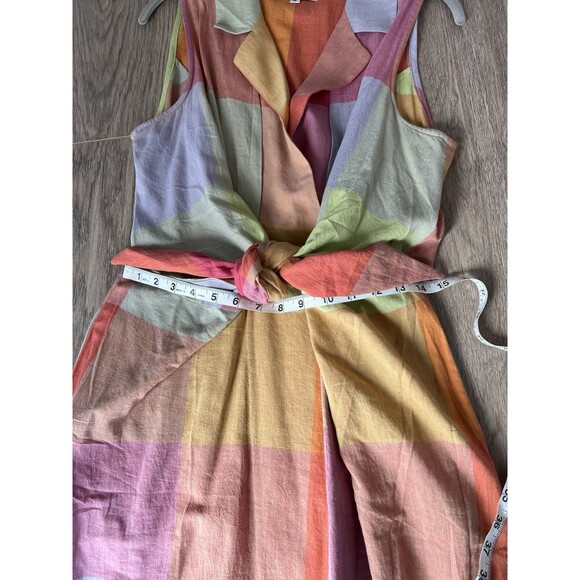 Rujuta Sheth Emily Jupiter Chex Collared Tie Front Dress Madras Cotton M - Picture 11 of 12